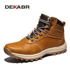 DEKABR Herren Winter Boots – Handgefertigte Schneestiefel aus echtem Leder mit Fell, Wasserdicht, Hoher Schaft, Größen 39-48