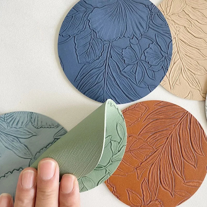 Runder Leder Untersetzer – Rutschfest, hitzeisolierend & wasserdicht im Light-Luxury Design für Büro & Couchtisch