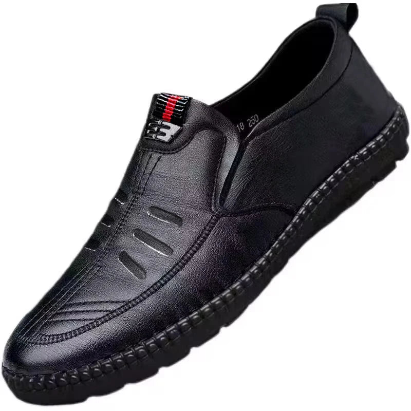 Herren PU Leder Loafer – Rutschfeste Slip-On Freizeitschuhe, Atmungsaktive Walking- & Driving Shoes für Arbeit, Büro & Alltag