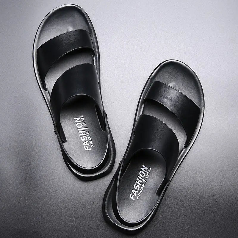 YBQJOO Herren Sommer Leder Sandalen – Vintage Gladiator Sandalen aus echtem Rindsleder, bequeme Casual Flats &amp; Beach Slipper 