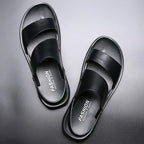 YBQJOO Herren Sommer Leder Sandalen – Vintage Gladiator Sandalen aus echtem Rindsleder, bequeme Casual Flats &amp; Beach Slipper 