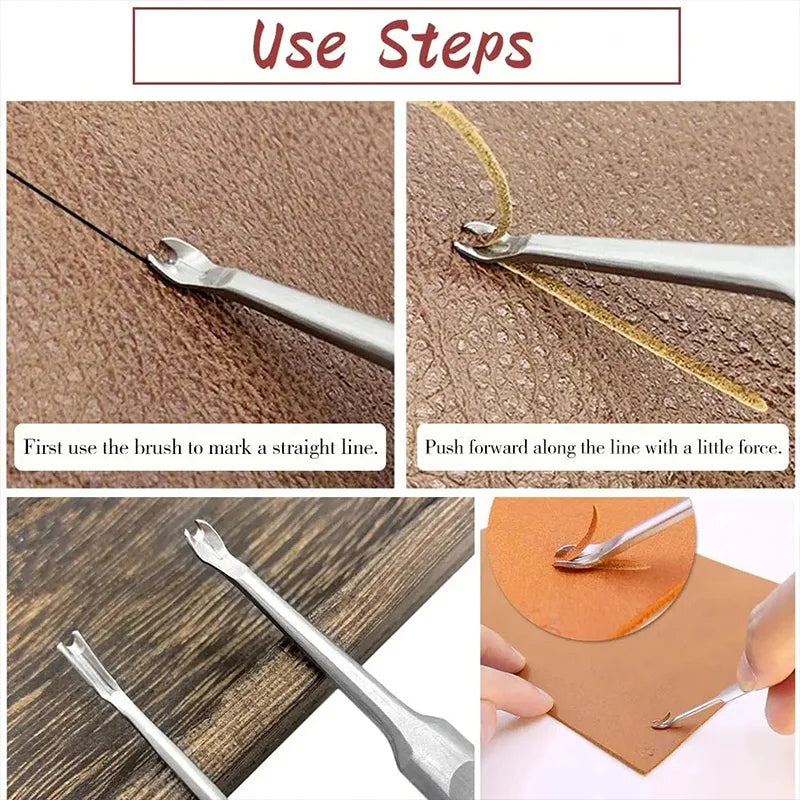 Professionelles Leder Craft Werkzeugset – Handnäh- & Reparaturset mit Nahtkanal-Groovern, Stichrad & Schnitzwerkzeugen