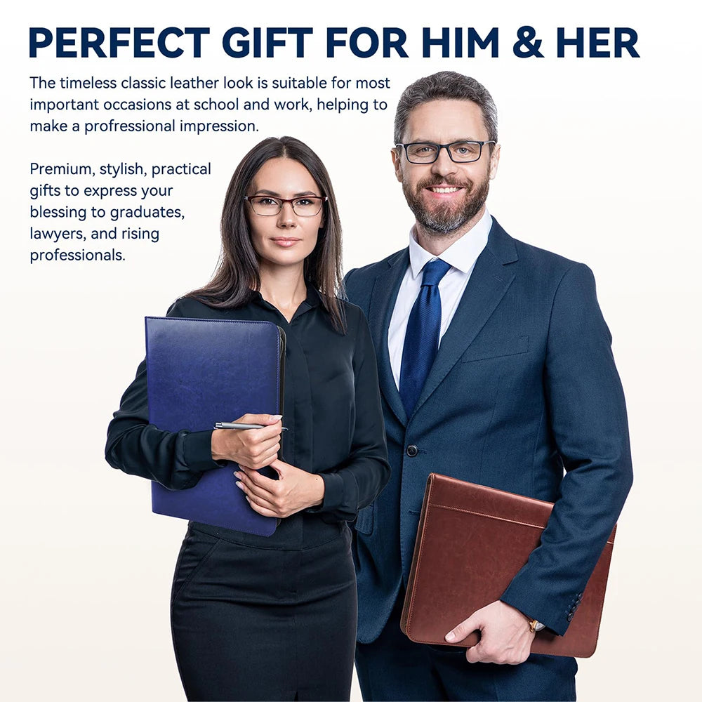 Organizador de carpetas de cuero A4 con Reißverschluss – Business Portfolio &amp; Dokumentenmappe 10,2 Zoll en azul