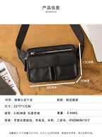 pndme Herren Leder-Messenger Bag – Handmade Cowhide Schultertasche für Arbeit, Reisen & Outdoor, Schwarz