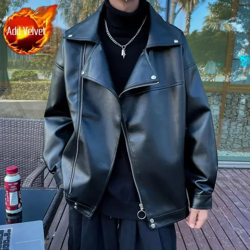 Herren Lederblazer 2025 im Korean Style – Moderner Designer Blazer mit Reißverschluss für Herbst & Winter