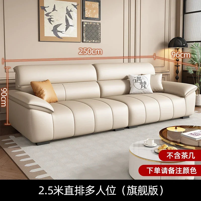 Designer Leder Lounge Sofa – Italienisches Luxus Wohnzimmersofa aus echtem Leder, modern & minimalistisch