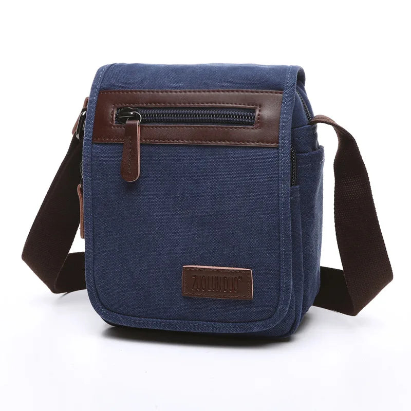 IGETBAG Unisex Canvas Messenger Bag – Hochwertige Schultertasche, Kleine Quadratische Tasche für Schule, Arbeit und Alltag