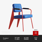 Memphis Style Designer-Lederstuhl mit Armlehnen – Moderner italienischer Retro Esszimmer- & Wohnzimmerstuhl mit Rückenlehne und Metallgestell