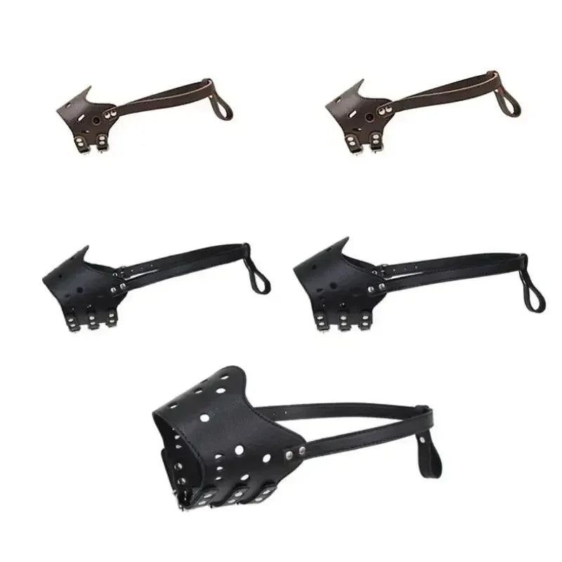 Verstellbarer Hunde Maulkorb aus PU-Leder – Atmungsaktive Anti-Bellen, Beißen & Kauen Hundemaske für Welpen & Hunde (5 Größen)