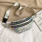 Yogodlns Holografische Fanny Pack – Laser PU-Leder Bauchtasche für Damen, Hologram Waist Bag & Crossbody Hip Bag