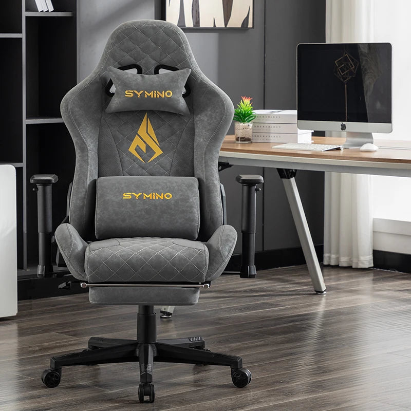 SYMINO Vintage Gaming Chair aus PU-Leder – Ergonomischer Drehstuhl mit Armlehnen & Rollen für Büro, Homeoffice & Gaming