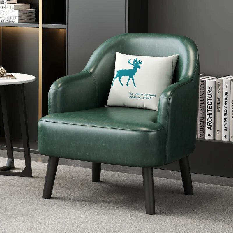 Moderner Lounge-Sessel aus Kunstleder – Bequemer Einzelsessel für Wohnzimmer, Schlafzimmer &amp; Büro, kompakter Relax- &amp; Accent Chair