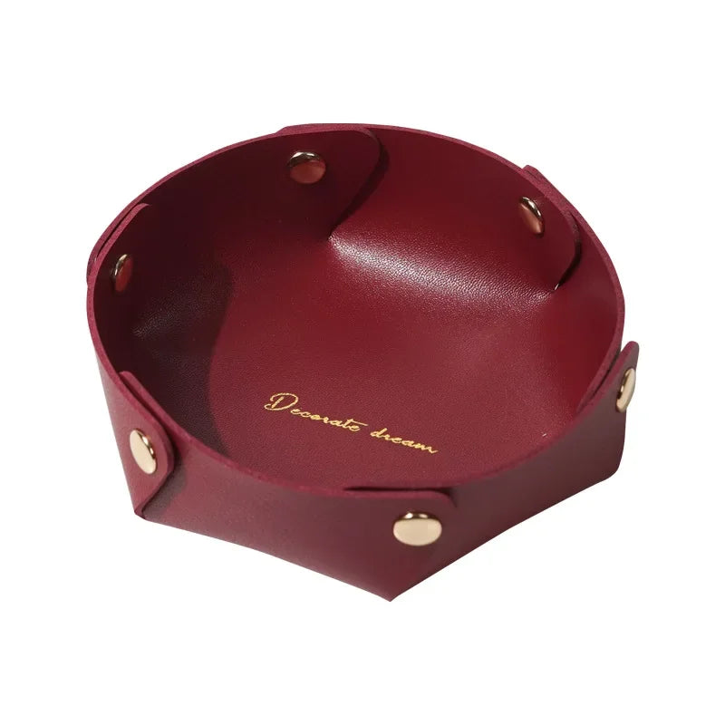 Runde PU Leder Ablageschale – Moderner Desktop Organizer für Schlüssel, Kosmetik & kleine Alltagsgegenstände