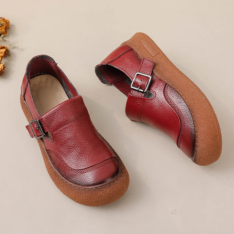 Lorilury Damen Leder Flats WB-286K – Mocassins confortables vintage avec chaussures, mocassins orthopédiques, chaussures à enfiler