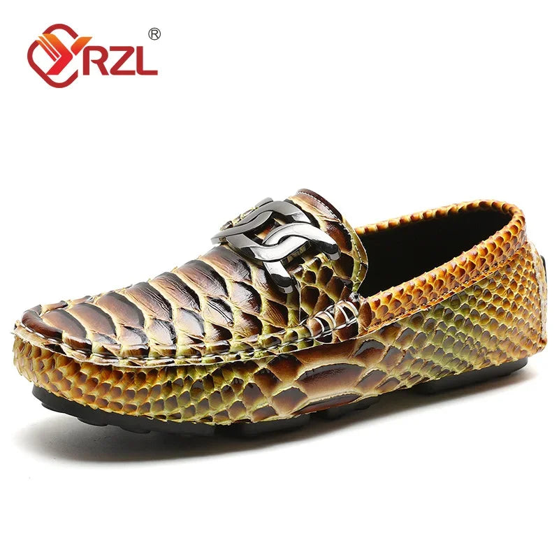YRZL Herren Loafer aus PU-Leder – Komfortable Mokassins, Handgefertigte Driving Shoes in Übergrößen bis 48