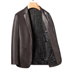 Mens Leather Jackets Business Casual PU Leather Blazer Jackets Fashion Slim Fit Motorcycle Suede Solid Color Outerwear Plus Size