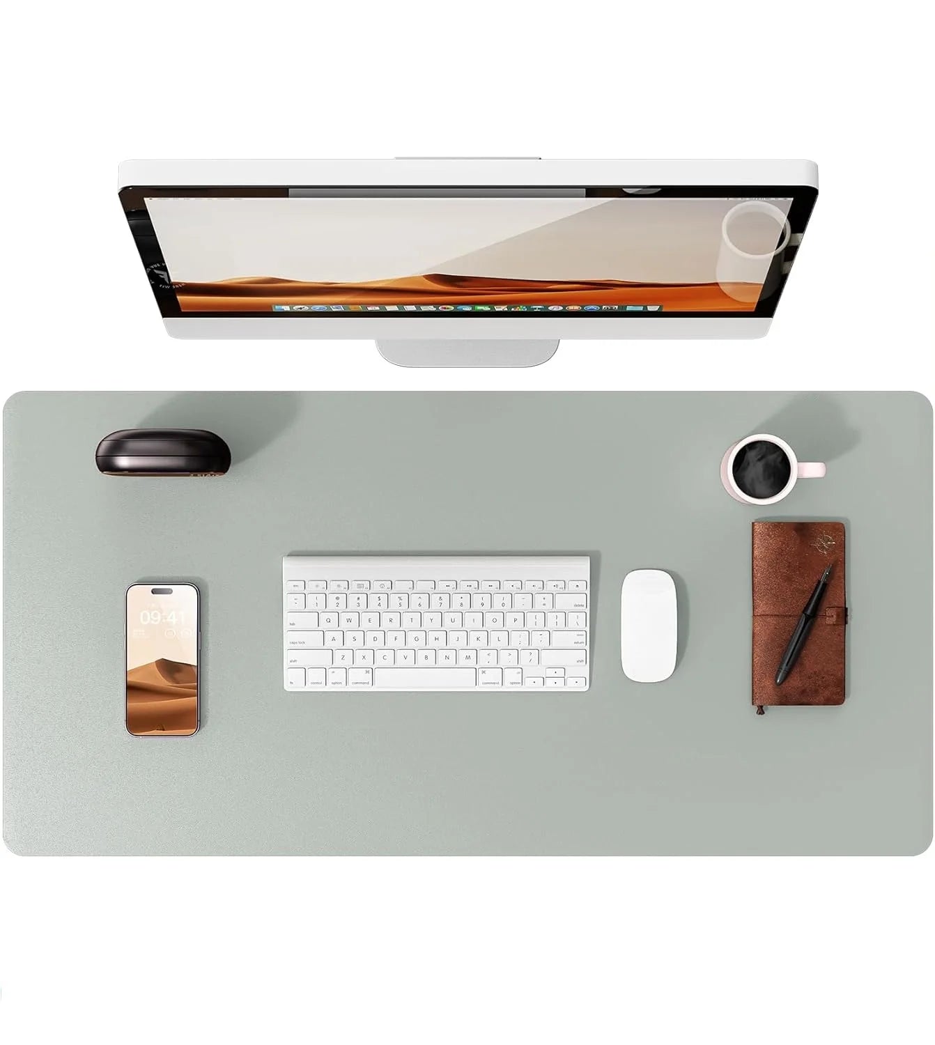 Großes Leder Schreibtischunterlage & Mousepad – Rutschfeste PU Leder Desk Mat als eleganter Tischschutz für Büro & Homeoffice