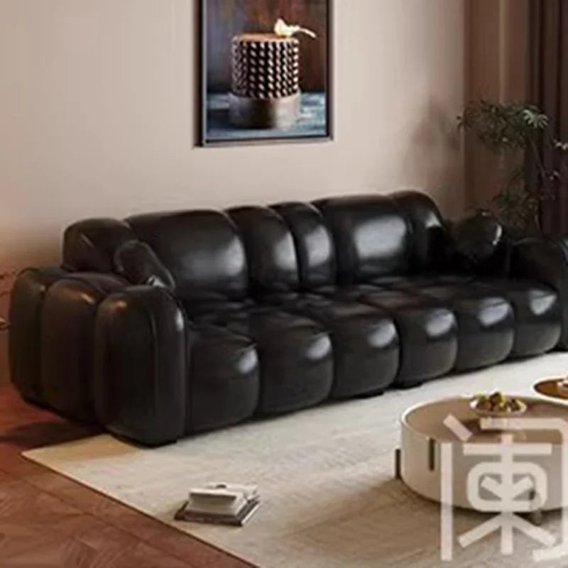 Cloud Designer Sofa im nordischen Stil – Modernes Lounge-Sofa mit Oil-Wax-Leder, Minimalistisches Relax-Sofa für Wohnzimmer &amp; Loft 
