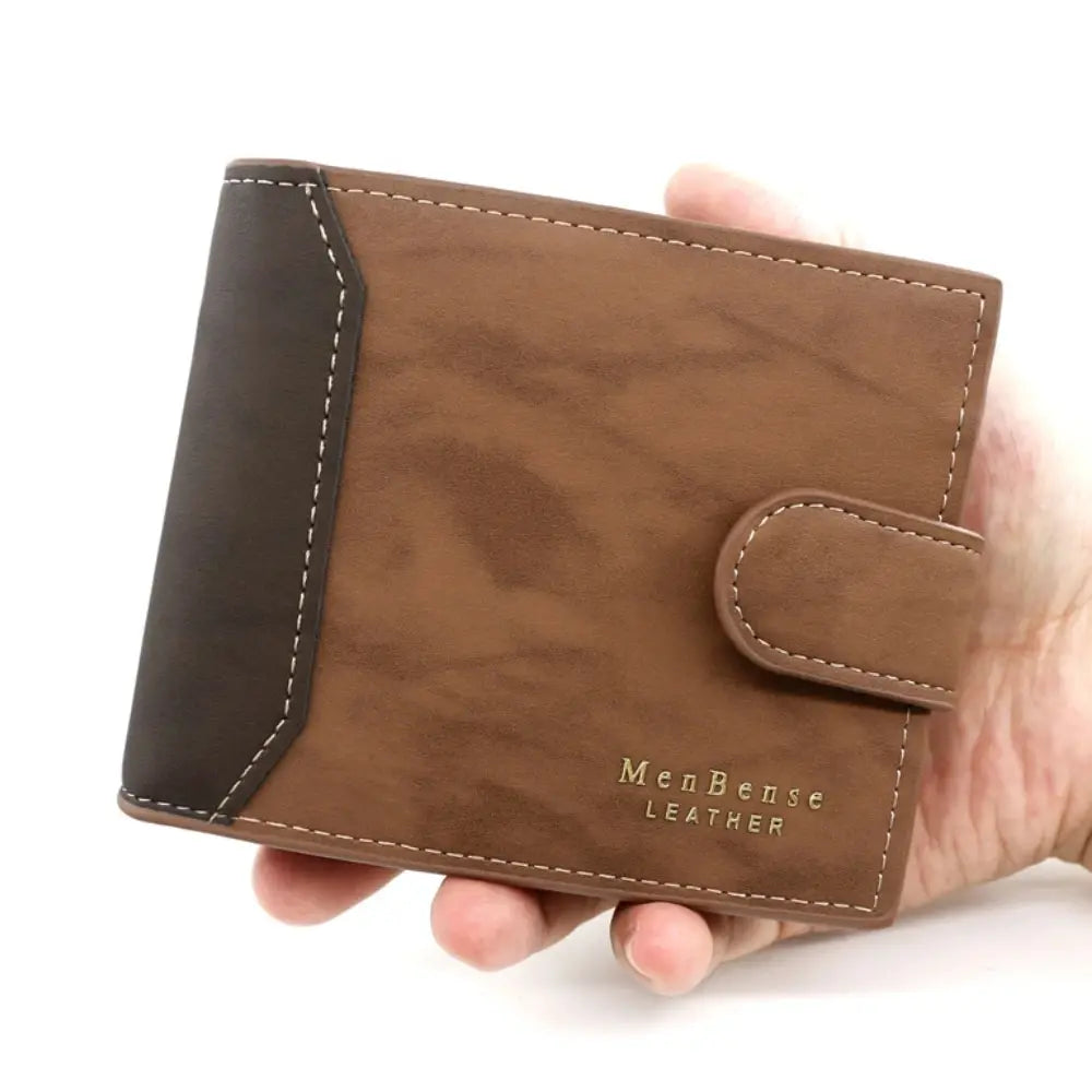 Herren Geldbörse mit Hasp – Vintage PU Leder Kurzbörse mit Kartenfächern und Geldfach