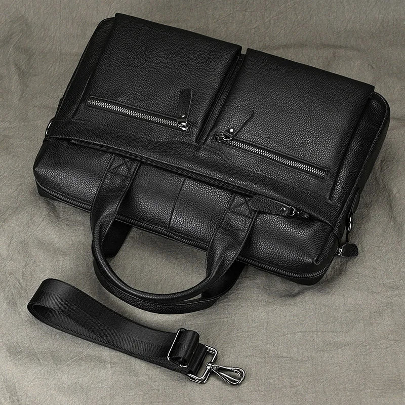 LUUFAN Herren Aktentasche aus echtem Rindsleder – Business Lederhandtasche & Crossbody Bag für 15-Zoll Laptop