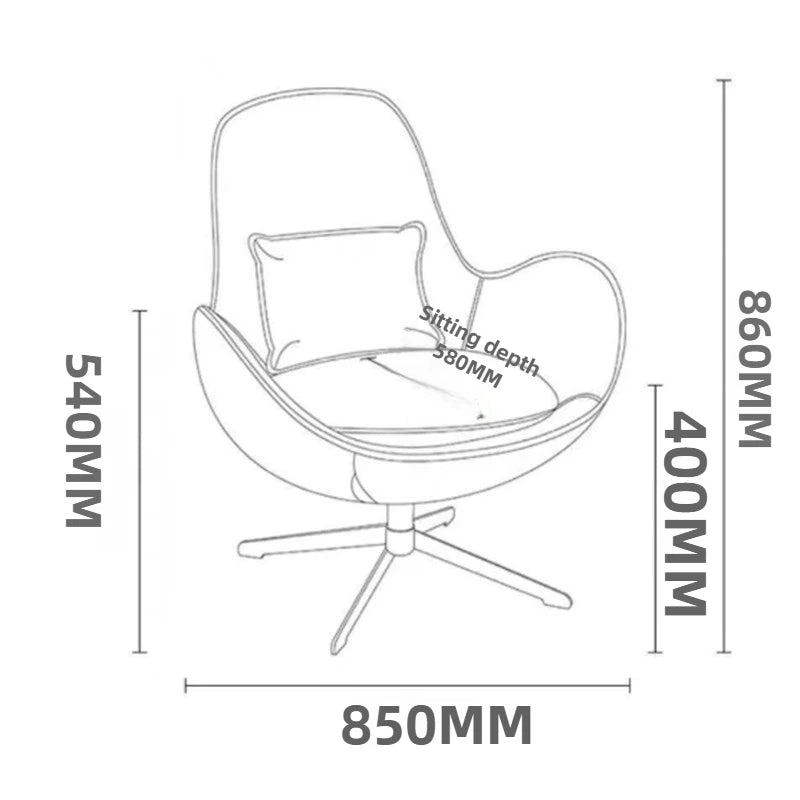 Luxuriöser Nordic Lazy Leder-Einzelsessel mit 360° Drehfunktion – Moderner Relax-Armchair mit Rollen für Wohnzimmer