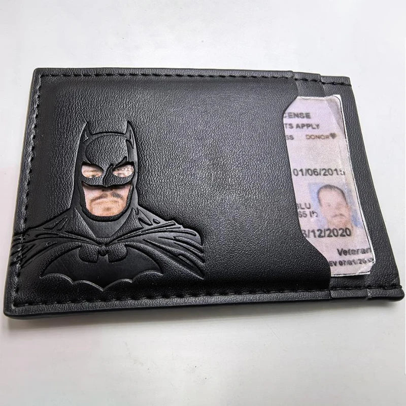 Leder Kartenetui mit Superhelden-Maske – Kompakte Bat Wallet mit Reißverschluss für Karten & Ausweis | Stylisches Geschenk für Fans
