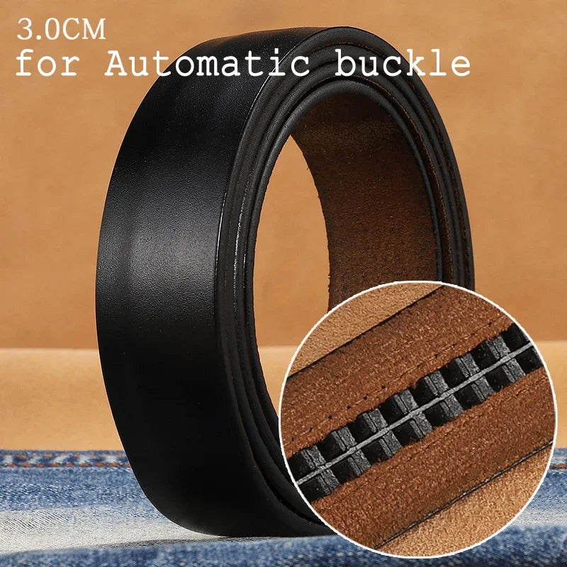 2.8cm 3.0cm 3.3cm 3.5cm 3.8cm Leather Belt Body No Buckle for Smooth Automatic Pin Buckle Belt Strap Without Buckle Men Women