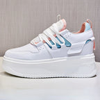 Damen Leder Plateau Sneaker mit verstecktem Absatz – Zapatillas con cuña de 9 cm aus echtem Leder für Herbst &amp; Winter 