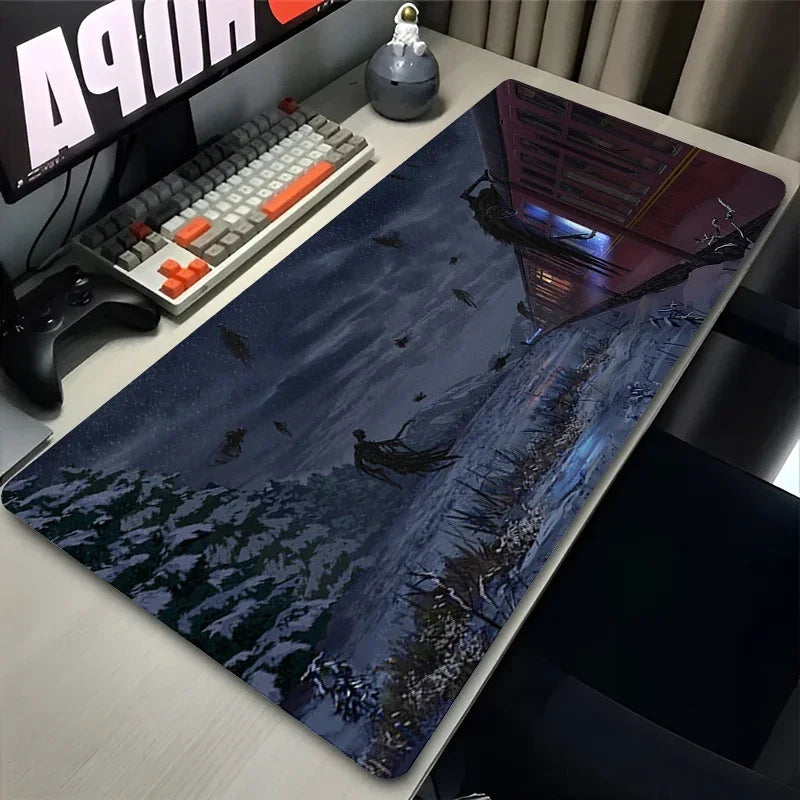 XXL Gaming Mousepad mit Anime Schloss Motiv – Großes Desk Mat 900×450 mm, Rutschfestes Mauspad & Tastaturunterlage für PC & Laptop