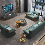 Canapé-lit nordique en cuir au design minimaliste – Canapé-lit modulaire en forme de L/U au canapé-lit avec meubles en bois massif