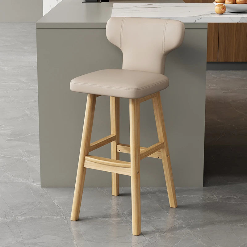 Luxus Barhocker aus Leder & Holz – Moderner minimalistischer Design-Barstuhl im italienischen Stil für Restaurant, Bar & Theke