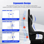 AUTHMIC Silla ergonómica para juegos con asientos – Verstellbarer PU-Leder Bürostuhl mit Lordosenstütze &amp; Liegefunktion für Home Office &amp; Gamer