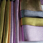 Echtleder Rindsleder Lychee-Prägung Gold &amp; Silber – Weiches Top Layer Leder 1,1–1,4 mm para sofá, bolsos y bricolaje 