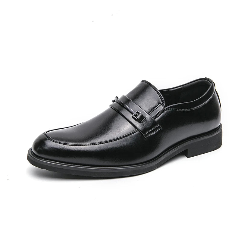 Mocasines de cuero de negocios para hombre: zapatos clásicos sin cordones con forma de zehenform, zapatos de vestir elegantes para la oficina, el tiempo alto y todos los días 