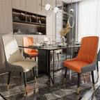 2er Set Esszimmerstühle aus Kunstleder – Moderne Polsterstühle mit Armlehnen, Metallbeinen & luxuriösem Zwei-Farben-Design