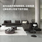 Canapé en cuir de designer italien en noir – Canapé modulaire minimaliste avec un siège confortable, flexible et flexible pour les meubles modernes 