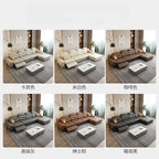 Italienisches Luxus Leder-Ecksofa mit Relaxfunktion – L-Form Wohnlandschaft aus Rindsleder, mit Schlaffunktion und Stauraum