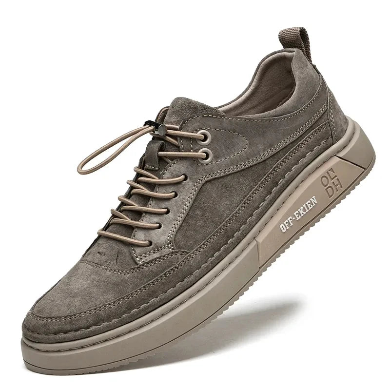 COZOK Zapatillas de deporte de cuero para hombre – Zapatillas informales con plataforma, suelas de PU blancas, sin cordones y con cordones para todas las etiquetas y frecuencias