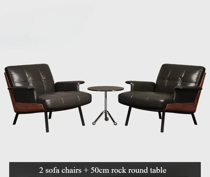 Ergonomischer Designer-Ledersessel im italienischen Luxus-Stil – Eleganter Minimalistischer Fauteuil mit Armlehnen für modernes Wohnzimmer
