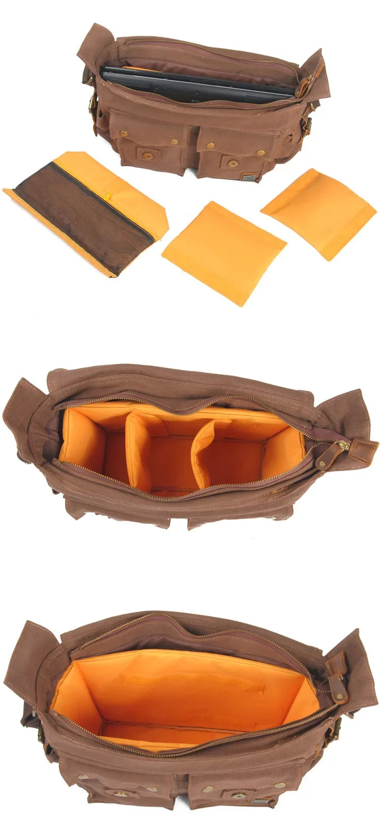 MUCHUAN Vintage Kamera Bag – Canvas & Echtleder, Single Shoulder Messenger Bag, Wasserdicht, SLR Fototasche