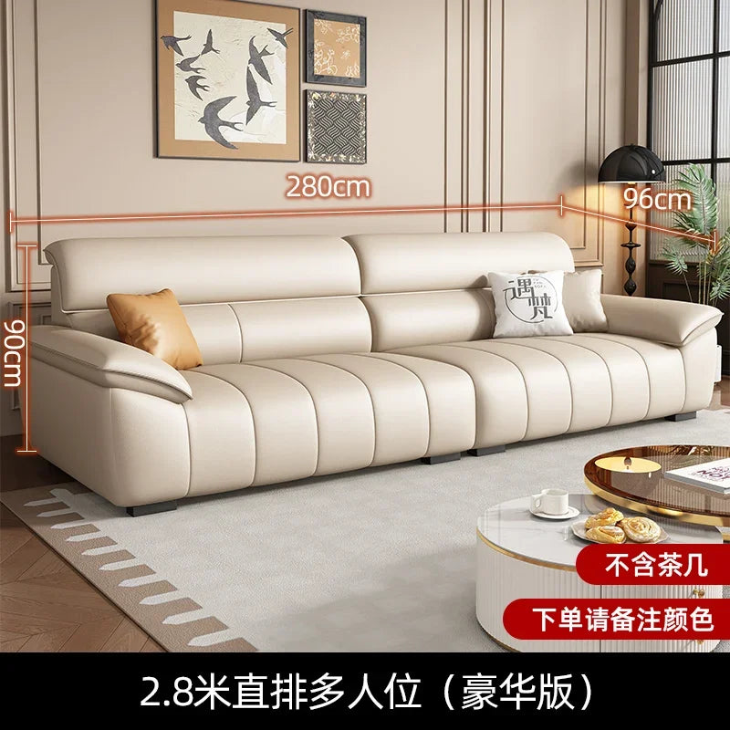 Designer Leder Lounge Sofa – Italienisches Luxus Wohnzimmersofa aus echtem Leder, modern & minimalistisch