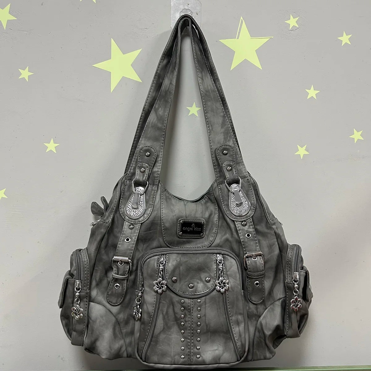 Angelkiss Damen Schultertasche aus PU-Leder – Große Hobo Handtasche mit Reißverschluss, Crossbody & Satchel für Alltag & Party