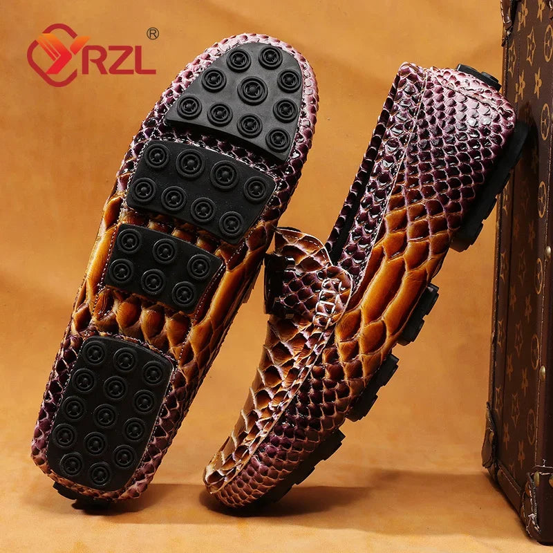 YRZL Herren Loafer aus PU-Leder – Komfortable Mokassins, Handgefertigte Driving Shoes in Übergrößen bis 48