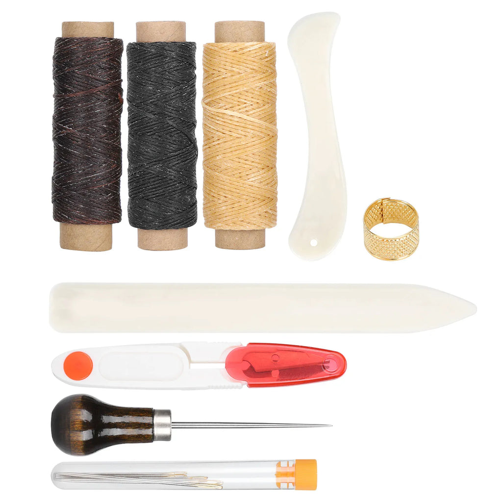 14-teiliges Leder Handnäh- & Werkzeug Set – Leather Working Tools Kit für Reparatur, DIY Nähen & kreative Lederarbeiten
