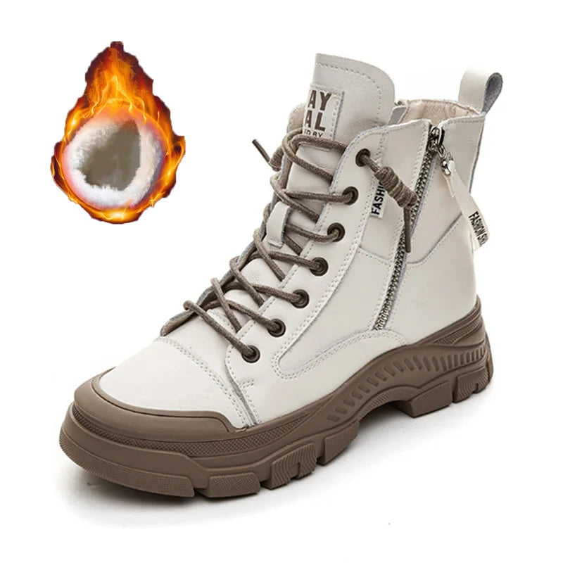 GKTINOO Botines para mujer con piel sintética – Modische Sneaker-Stiefel mit dicker Sohle &amp; Reißverschluss für Herbst &amp; Winter 