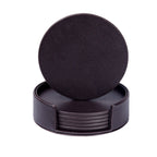 6er-Set personalisierte Leder-Marmor Untersetzer – Runde, hitzebeständige Getränkeunterlagen mit kostenloser Gravur für Kaffee &amp; Tee 