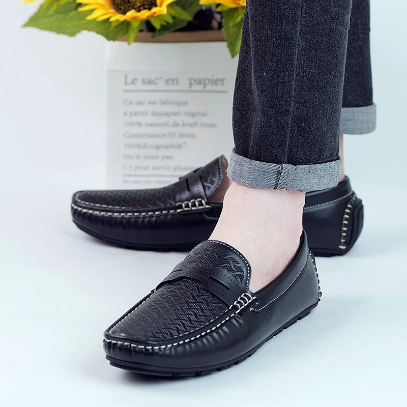 YRZL Herren Loafer aus PU Leder – Atmungsaktive Slip-On Driving Moccasins, rutschfeste Casual Boat Shoes für den Sommer