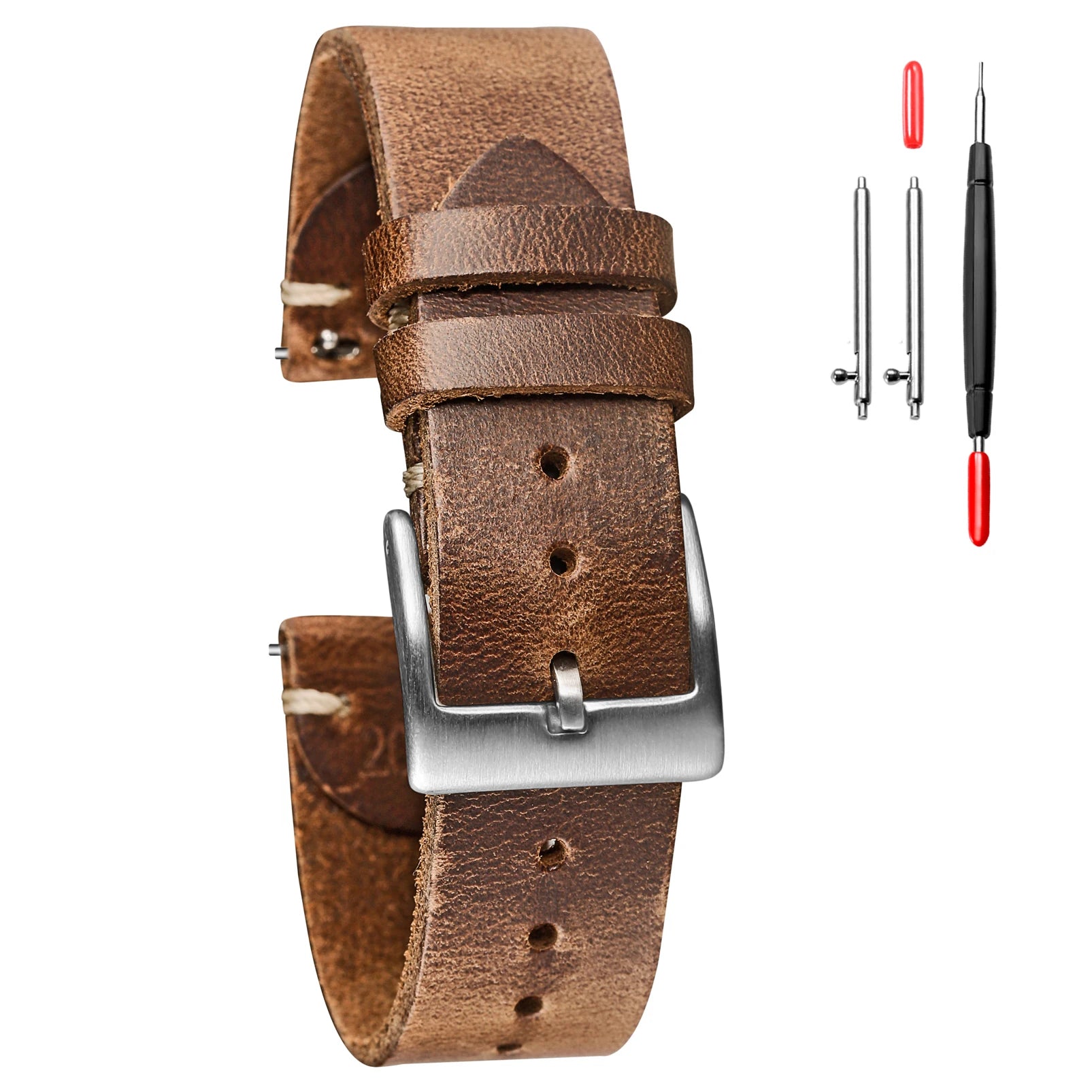 HEMSUT Horween Leder Uhrenarmband mit Quick Release – Vintage Watch Strap aus Premiumleder 18 mm–22 mm mit Dornschließe für Herren & Damen