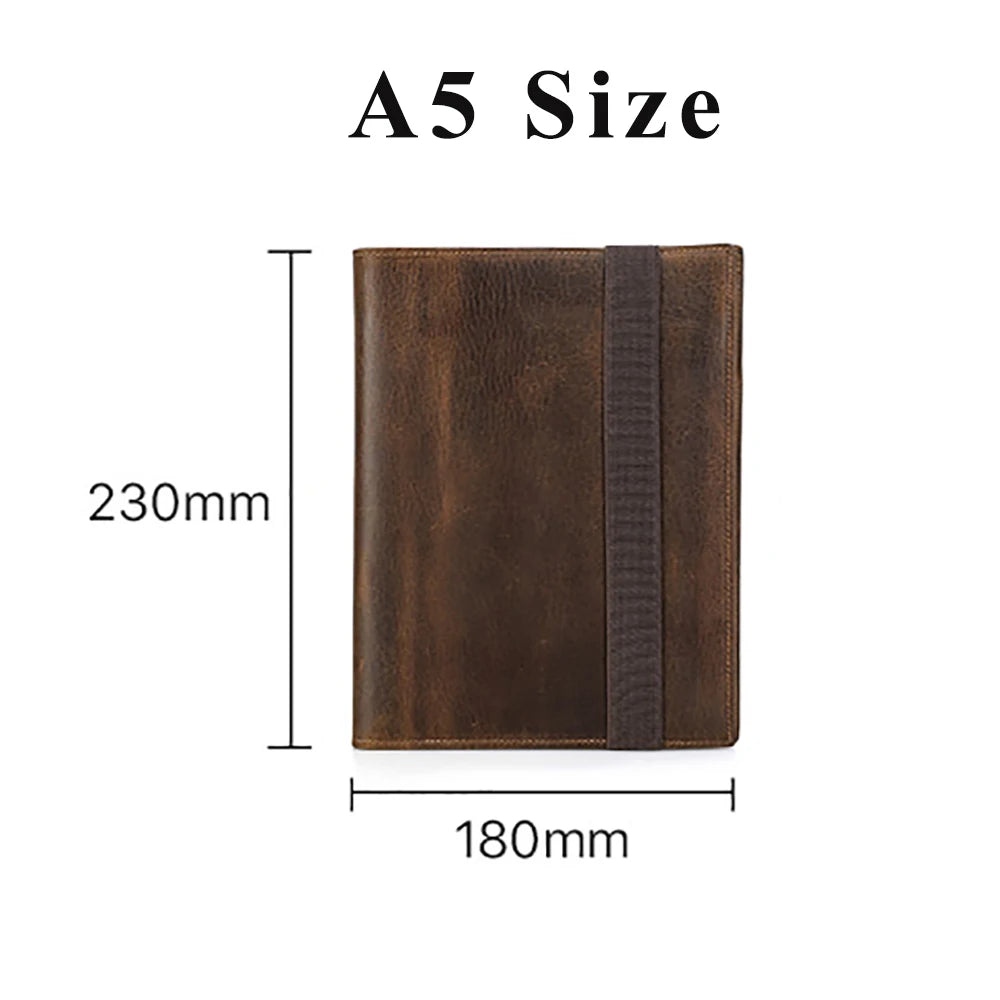 Vintage A5 Leder Portfolio aus Crazy Horse Leder – Notebook & iPad Mini Mappe für Büro, Schule & Reisen