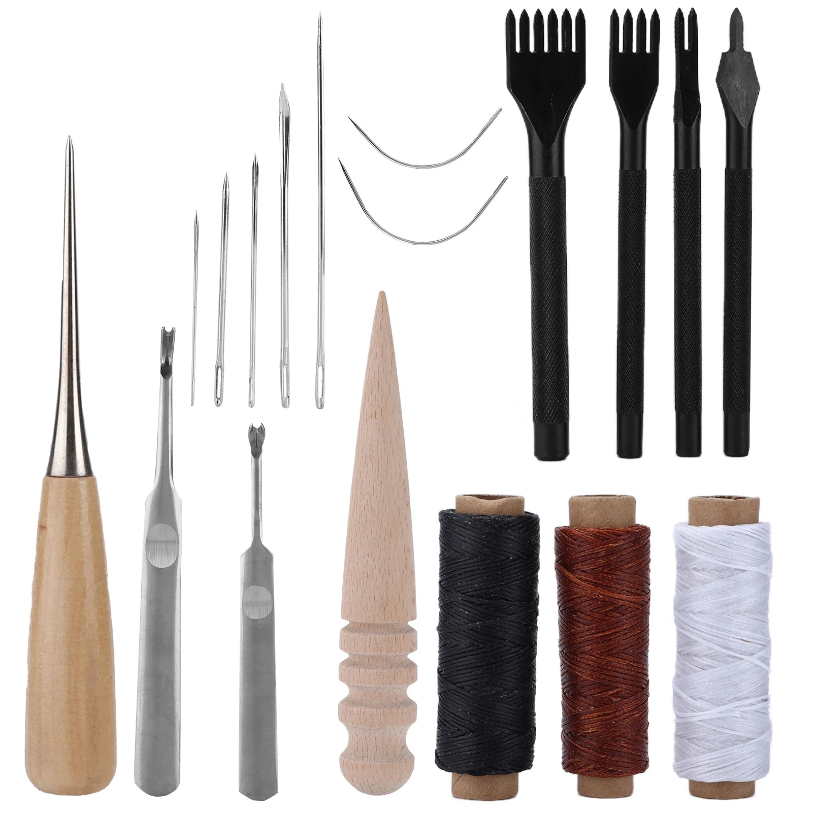 18-teiliges Leder Werkzeug Set – Vielseitiges Leder Nähset für Denim, Teppich, Polster & DIY Lederarbeiten